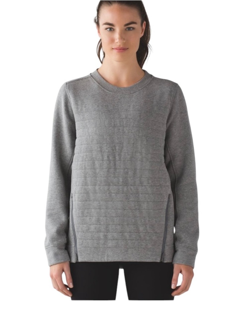 lululemon athletica Women's Grey Quilted Crewneck Sweatshirt size 10